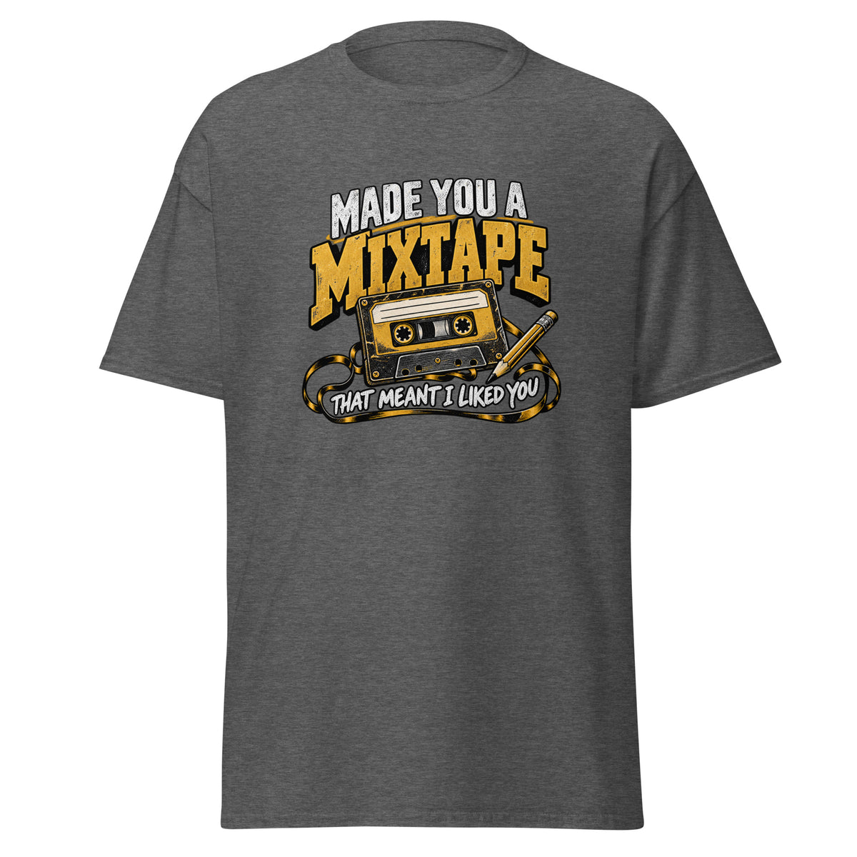 Mixtape cassette tee in Dark Heather