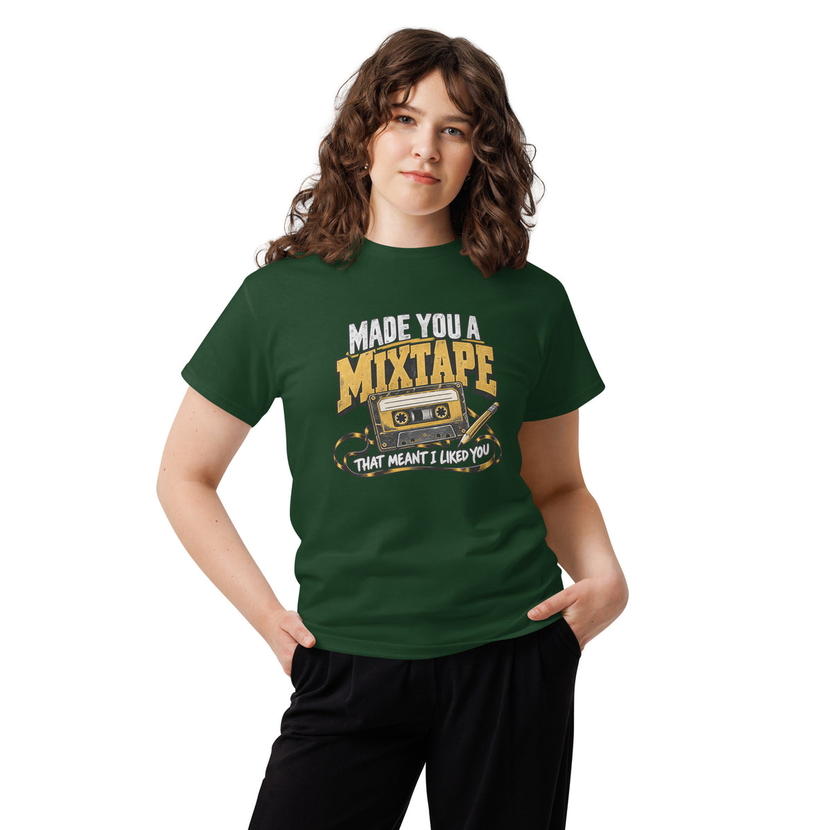 Mixtape cassette tee in Forest Green