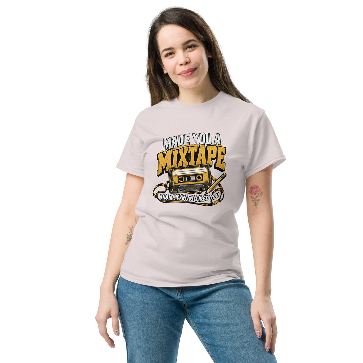 Mixtape cassette tee in Ice Grey