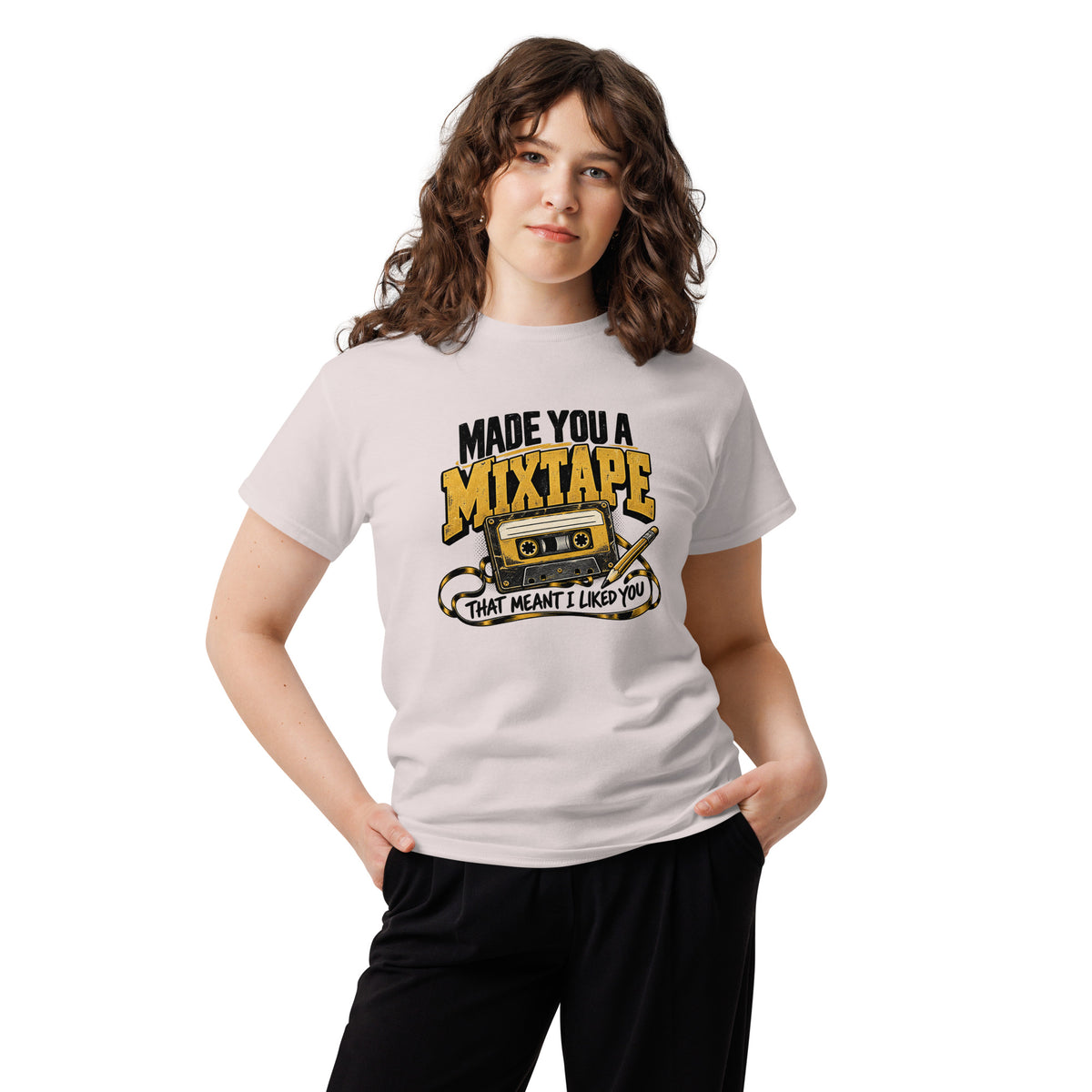 Mixtape cassette tee in Ice Grey